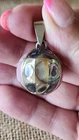 Vintage Sterling Silver Abalone Ball Bell Pendant Really Rings Measures 1.42"