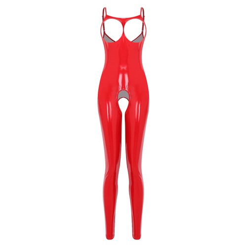 US Women's Bodysuit Faux Leather Babydoll Jumpsuit Bodycon Teddy Lingerie Romper - Picture 17 of 41
