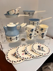 Vintage Holly Hobbie Play Kitchen Dishes Plates Cups Pans Teapot Tea Set Lot VTG