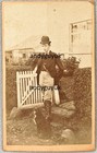 CDV RARE BOY & DOG GATE BY PLUME SUDBURY SUFFOLK ANTIQUE PHOTO GARDEN HUNTING