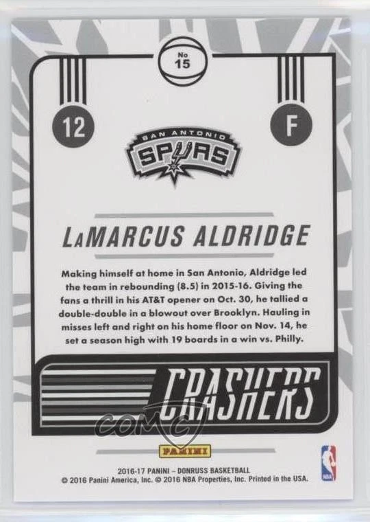 2016-17 Panini Donruss Crashers LaMarcus Aldridge #15 - Image 2 of 2