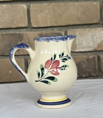 Vintage La Rochelle Peint Main Mini Pitcher 6-8 oz French Faience Floral