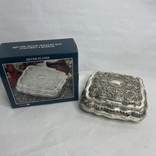 Silver Plated Jewelry Box Red Velvet Lined Open Box Distributed By Rite Aid
