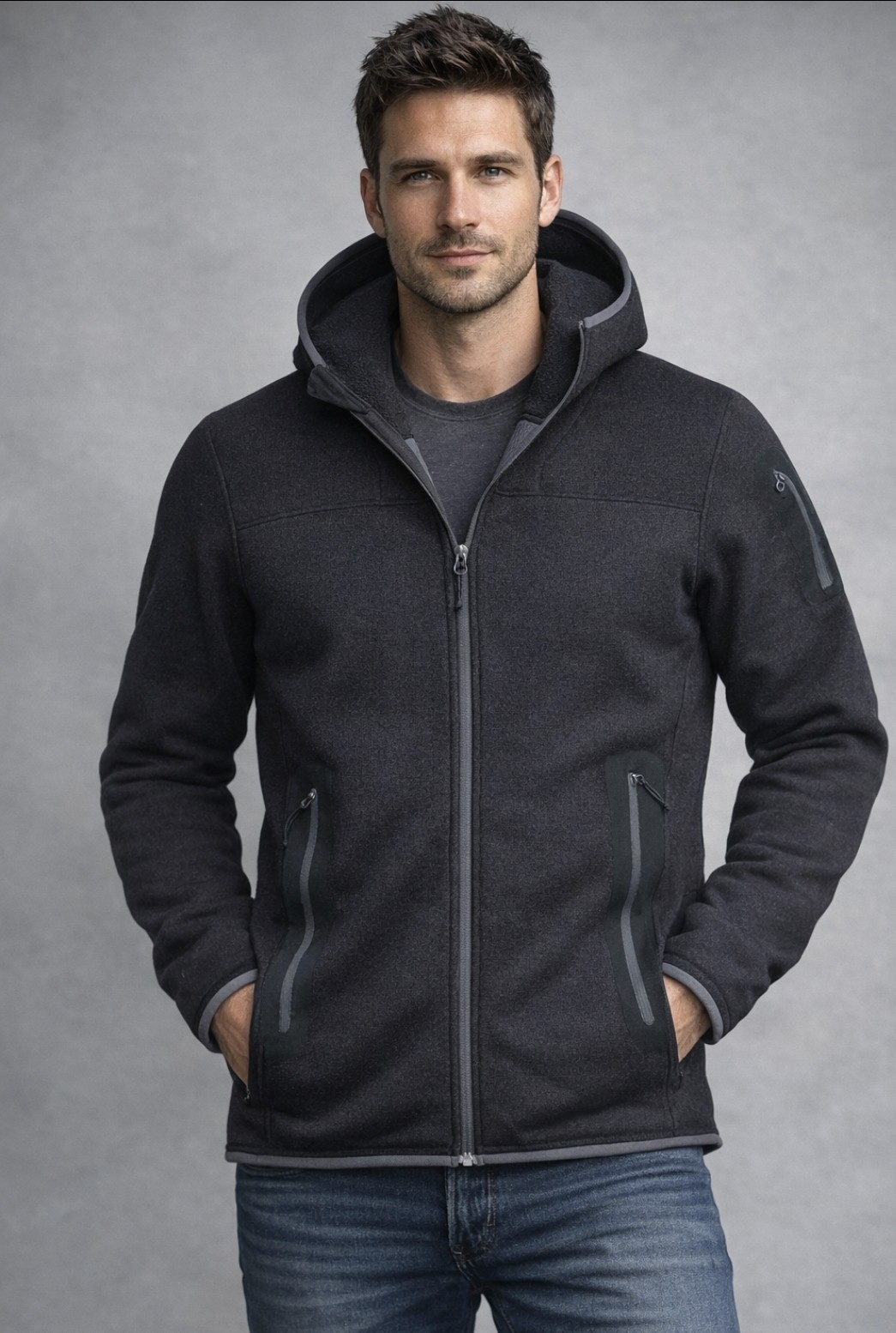 Arc'teryx Men's Size XL Covert Cardigan Polartec Zip-Front Fleece Hooded Jacket