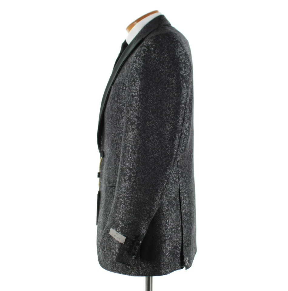 Chaqueta de cena Canali nueva con etiquetas mezcla de lana talla 52R (42R EE. UU.) en cachemir negro y plateado Foto 4 de 4