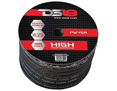 DS18 4 Ga Power Cable 100Ft Spool Black Ultra Flex CCA Wire PW-4GA-100BK-100Ft