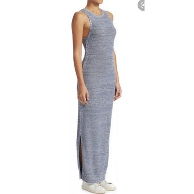 Theory Size XS Marled Pointelle Prosecco Sleeveless Knit Maxi Dress Blue