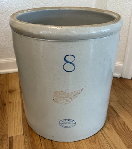 Antique 8-Gallon RED WING Union Stoneware Crock  Large