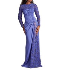 Tadashi Shoji Purple Haze Sagamore Ribbon 3D Flower Embellished Gown Size 14