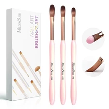 3pcs Professional Acrylic Nail Brush Set, Size 8/12/14 for Powder Application