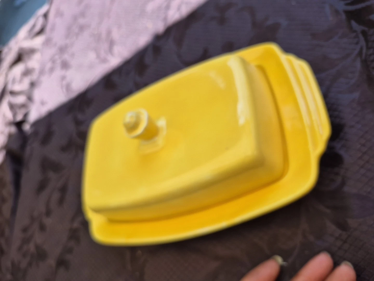 HARLEQUIN Yellow Covered Butter Dish Rectangular