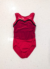 CHRISTMAS RED Weissman SMALL Gymnastics Ballet Dance leotard Holiday Leo W/ LACE