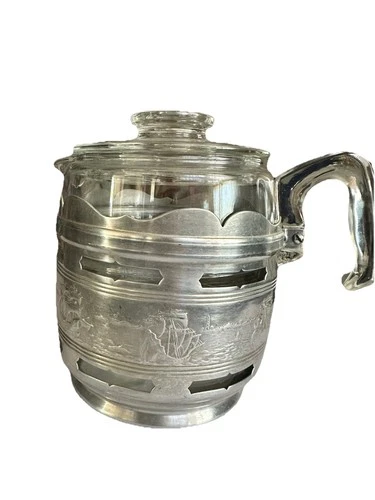 Vintage PYREX Flameware Percolator Glass Coffee Pot 6 Cup 7756-B Serv-o-Lator