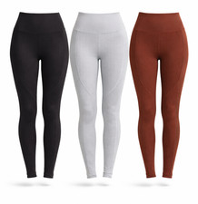 Women High Waist Leggings Yoga Pants Stretchy Workout Fitness Size M Pack of 3