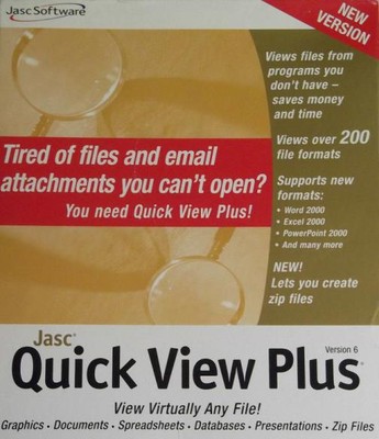 Jasc Quick View Plus 6 PC CD open file types, documents word-processing sheets