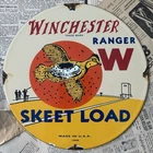 VINTAGE 1949 WINCHESTER SKEET SHOTGUN SHELLS 12 INCH PORCELAIN ENAMEL SIGN