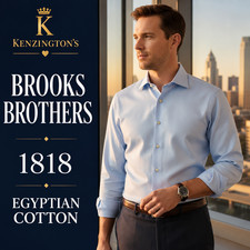 Brooks Brothers 1818 Slim Fit Egyptian Cotton Blue Dress Shirt Mens 16.5 35