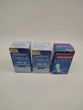 Lot Of 3 OneTouch Delica 33 Gauge Lancet - 100 Count 300 Total Lancets Open Box
