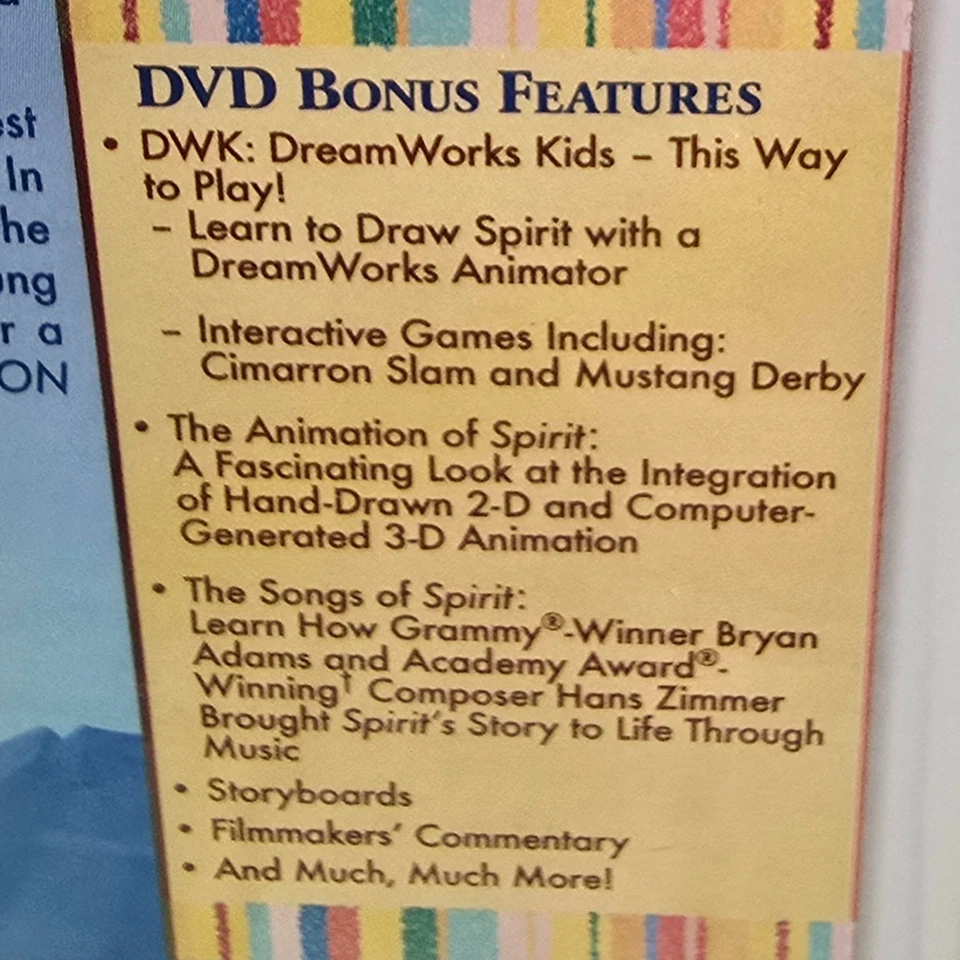 Spirit: Stallion of the Cimarron DVD Widescreen NEW Sealed DreamWorks 2002 - Image 3 of 3