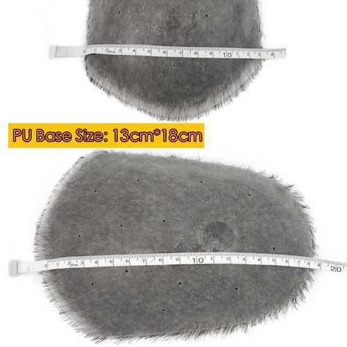 Thin Skin Men's Toupee Human Hair Replacement System Wigs Hairpiece Slicked Back - Picture 9 of 27