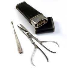 Antique French 18th Century Necessaire, Travel Vanity Etui, Scissors & Tweezer +