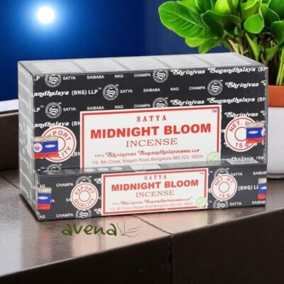 Original Satya Original Midnight Bloom Räucherstäbchen VOLLE BOX - 12 x 15g Packungen