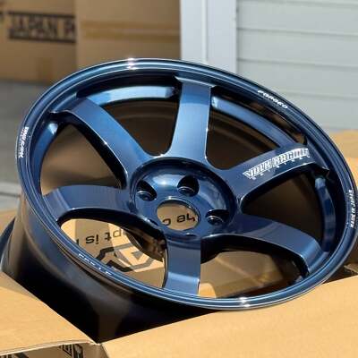 set of 4) Volk Racing TE37 Saga S-Plus 18x9.5 +22 5x114.3 Mag Blue