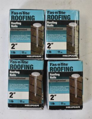 Lot Of 4 Hillman Fas-N-Tie Roofing Nails Electrogalvanized 2'' 134 Pack 11 Gauge