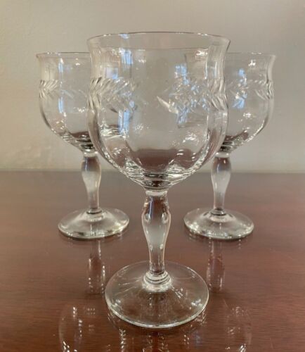 Bryce Laurel Clear Optic Wine Glasses 6 3/8" Tall --  Set of 3 - Picture 1 of 11