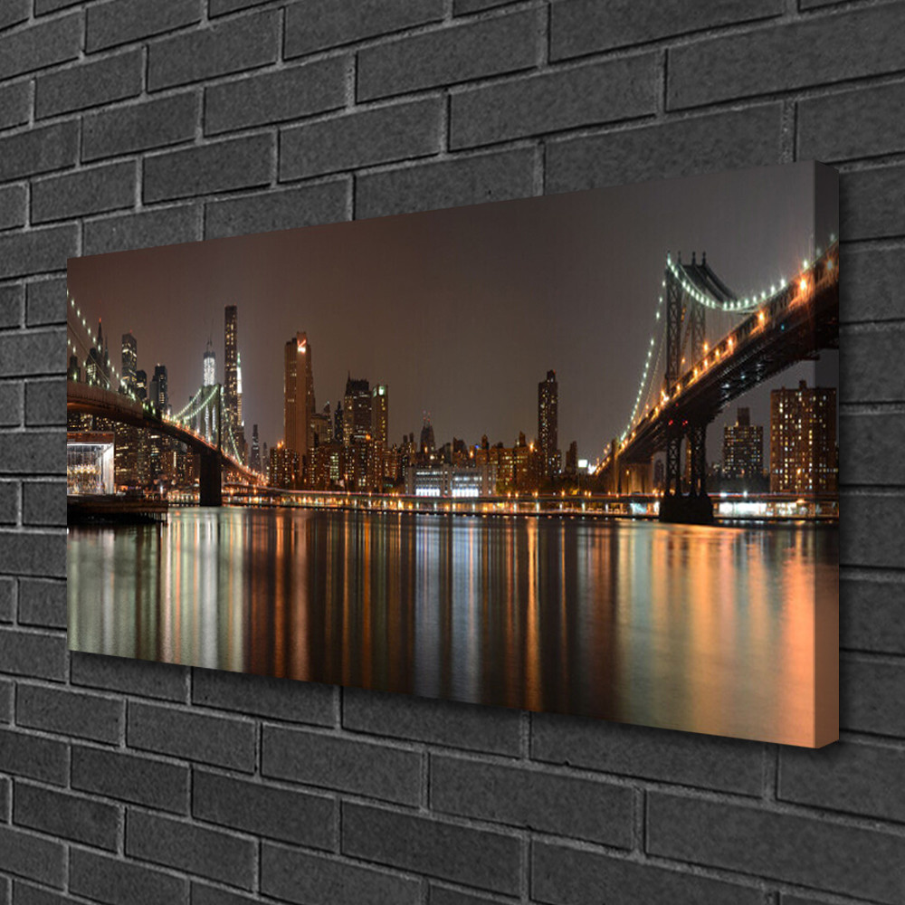 Image de ville moderne impression sur toile 100x50 cm pour decoration salon style urbain