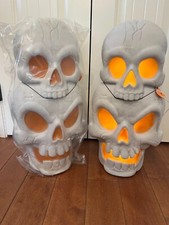Hyde EEK Animated led Stacked Skull Halloween Decorative Prop 23" 2 Pack