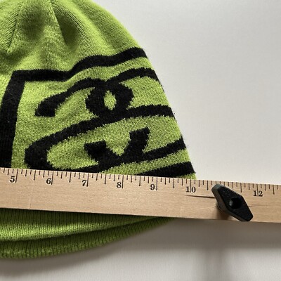 Stussy SS Link Logo Graphic Skully Beanie Neon Green OSFA Rare