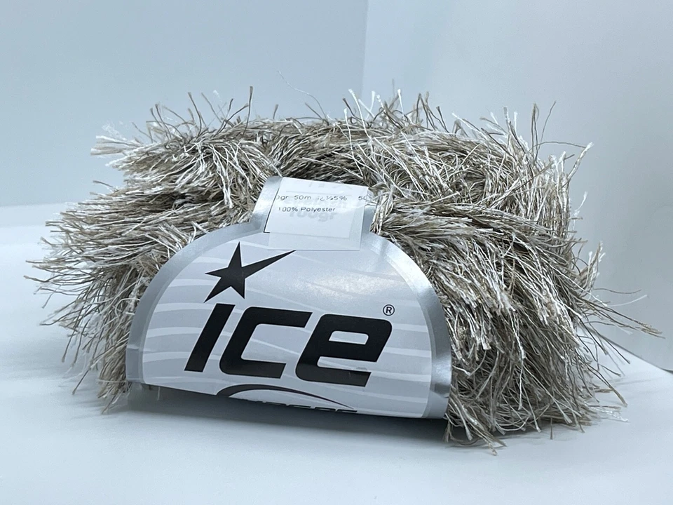 Camel White Eyelash Yarn #70906 Bulky 50gr 54yds Vegan Lynx-like Faux Fur yarn - Image 2 of 4