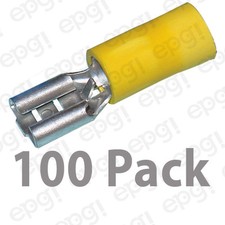 FEMALE QUICK DISCONNECT TERMINAL VINYL .250" YELLOW 10-12 GAUGE 102-100PK