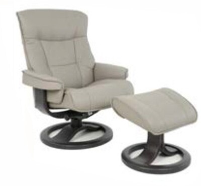 Fjords Bergen Large Recliner Comfort Chair - Fog Leather Espresso Wood Stain