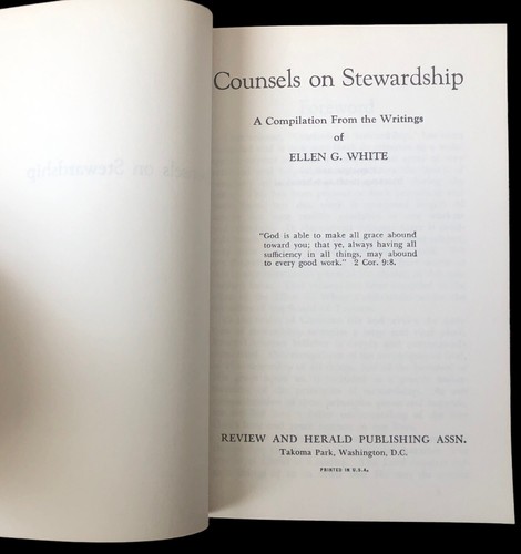 Counsels on Stewardship by Ellen G. White 1940 Review and Herald SDA PB - Imagen 3 de 8