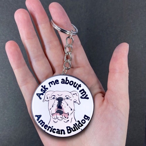 Llavero Bulldog Americano Perro Llavero Accesorios Regalo - Blanco - Imagen 3 de 4