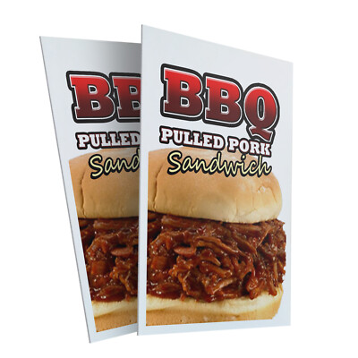 Bbq Pulled Pork 24'' x 36'' 2 Pack Of Store Sign Plastic Or Decal