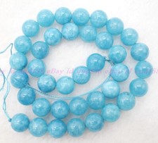 8mm Natural Blue Aquamarine Round Genuine Gemstone Loose Beads 15" Strand