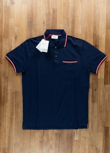 Bally, Authentic BALLY Switzerland navy blue embroidered logo polo shirt Size Medium