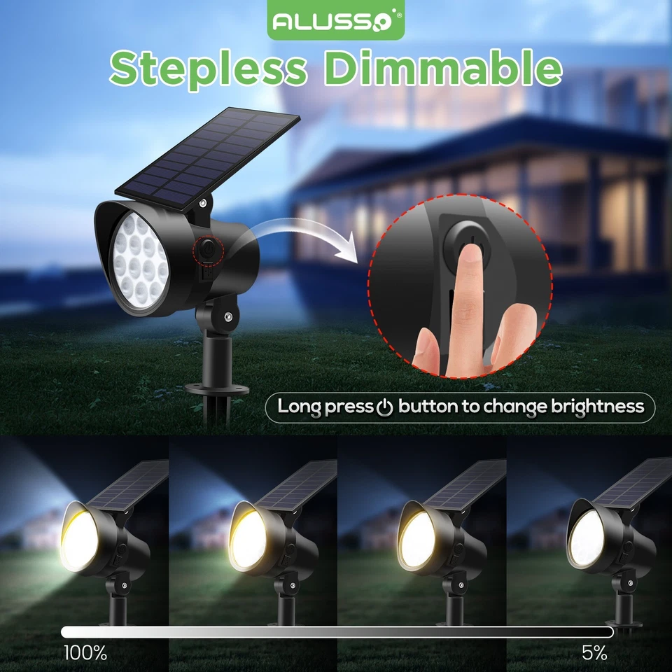 2-8 Pack Solar Spotlights Landscape Lights Outdoor Garden Pathway Lamps IP65 - Image 3 of 4