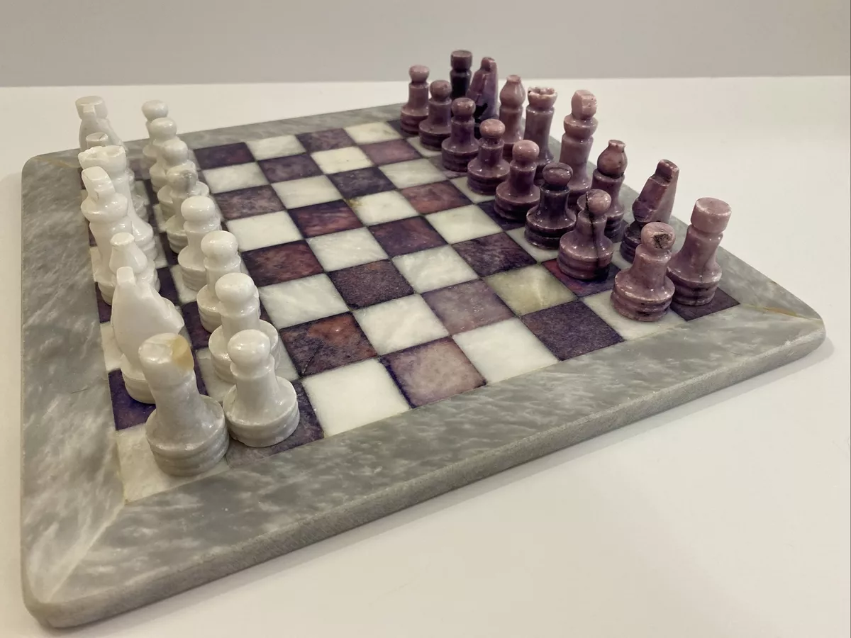Stone Marble Lapis Lazuli Chess Set Afghanistan Carved Chess Set