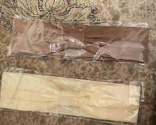  2 Retro Beige  Mocha Brown Stretch Nylon Headbands - One Size Fits All