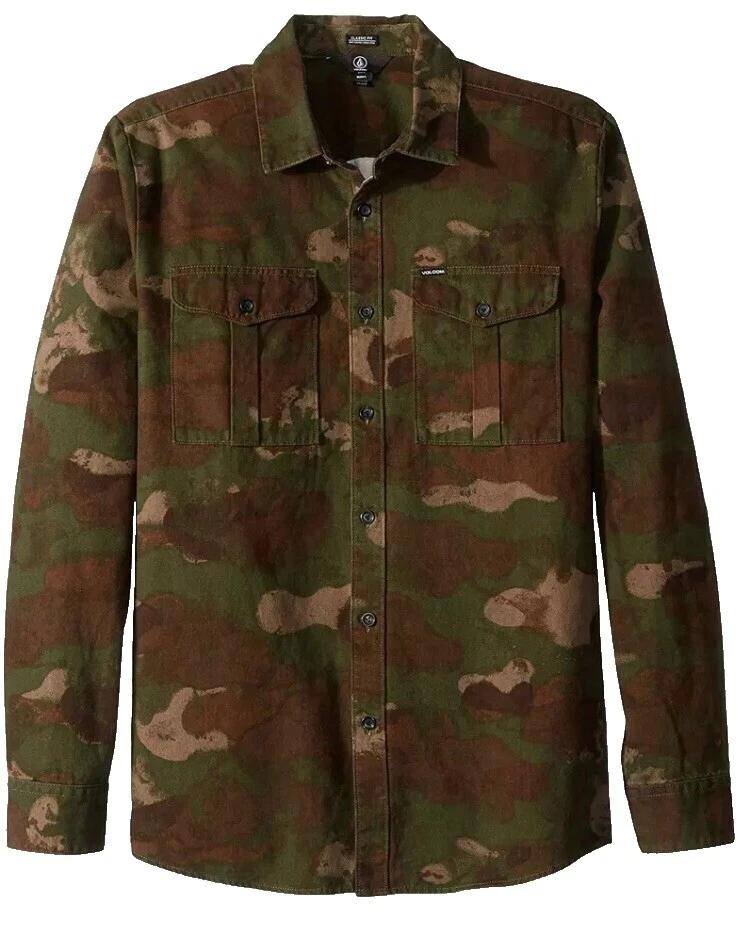 Camisas para hombre Volcom informales con botones de camuflaje
