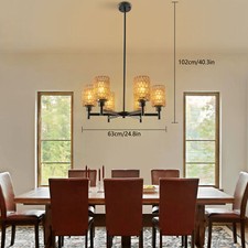 24.8" 6-light Rustic Retro Ceiling Light Ceiling Mount Lamp Dimmable Chandeliers