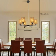 Indoor 6-head Rustic Retro Chandelier Industrial Ceiling Light Wall Switch