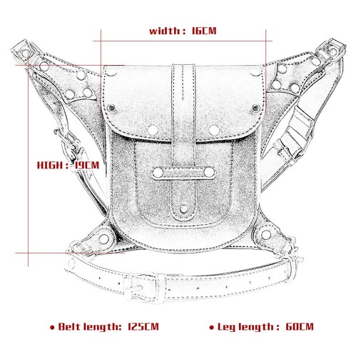 Punk Damen Gürteltasche Bauchtasche Hüfttasche Tasche Waist Belt Bag PU Radsport - Bild 8 von 16
