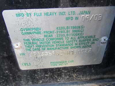 REAR LOCKING DIFFERENTIAL AUTO TRANS 4.44 XT TURBO SUBARU FORESTER