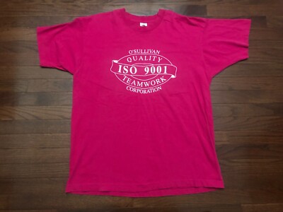 VINTAGE O'SULLIVAN CORPORATION 9001 ISO T SHIRT MENS XL PINK TEAMWORK e