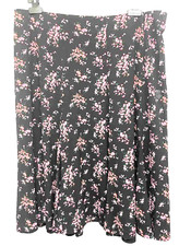 Image of NWOT M&CO UK 18 W38 Black Floral A-Line Midi Length Skirt